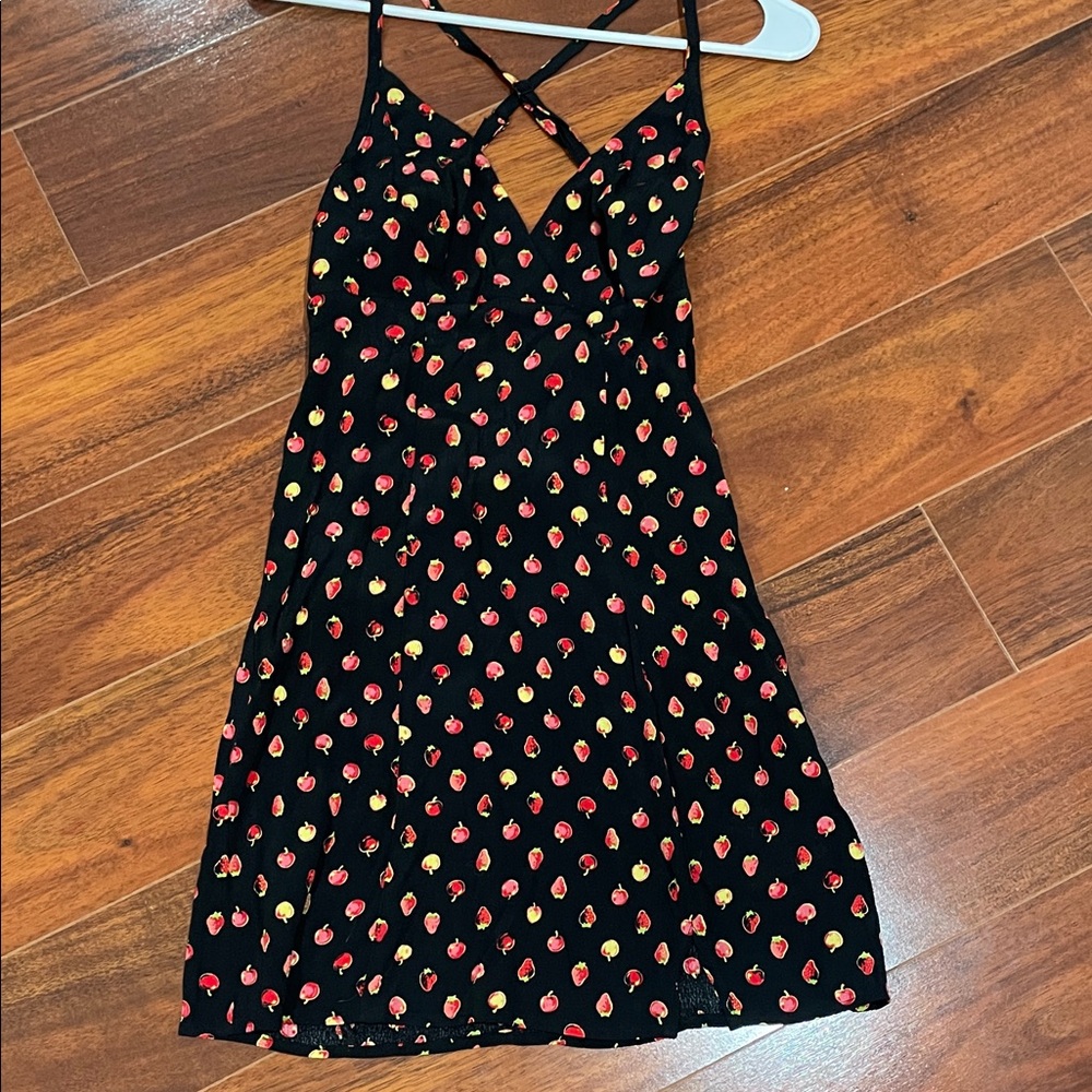 Urban Outfitters Kimchi Blue Black Strawberry Print Slip Dress Size Small NWT!